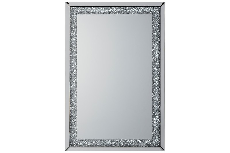 APPROX 100 X 80CM RECTANGLE WALL HUNG MIRROR WITH DIAMOND EFFECT FRAME