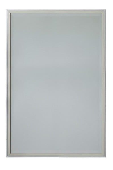 APPROX 90 X 60CM RECTANGLE WALL HUNG MIRROR WITH SILVER FRAME