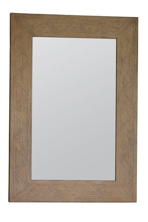 APPROX 70 X 100CM RECTANGLE WALL HUNG MIRROR IN NATURAL WOOD FRAME