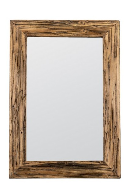 APPROX 90 X 60CM FRAMED WALL MIRROR IN WOODEN EFFECT