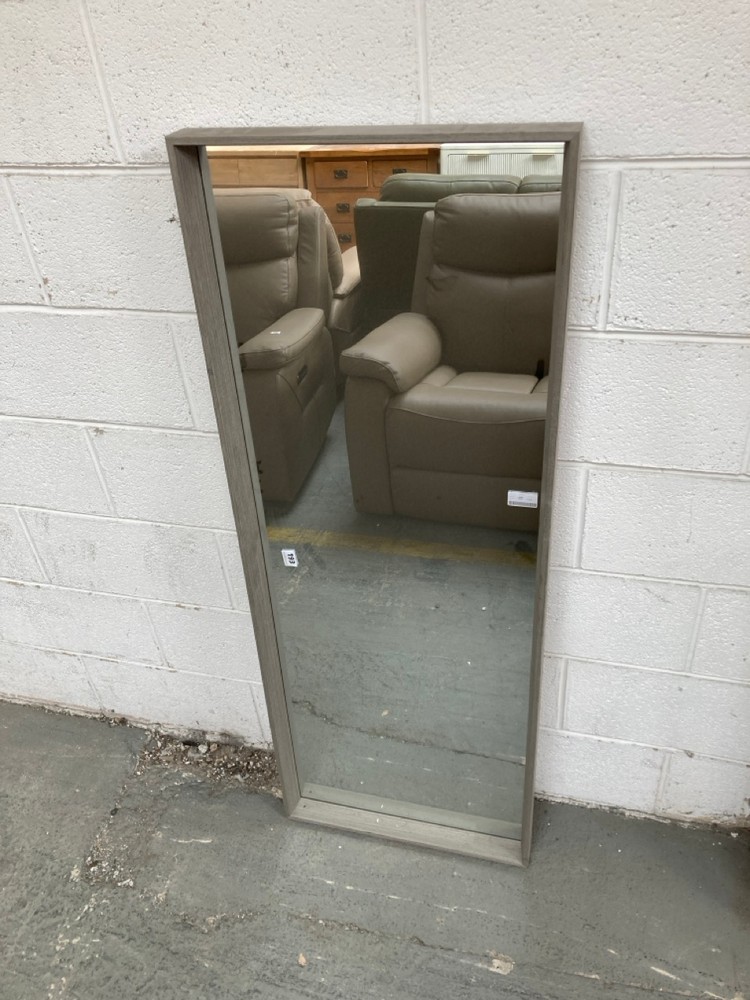 LONG COMIT MIRROR IN GREY APPROX 143 X 54CM