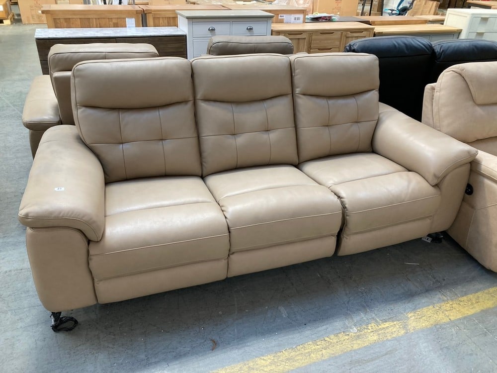 SLOAN 3 SEATER POWER LEATHER SOFA IN TAUPE - RRP £2245