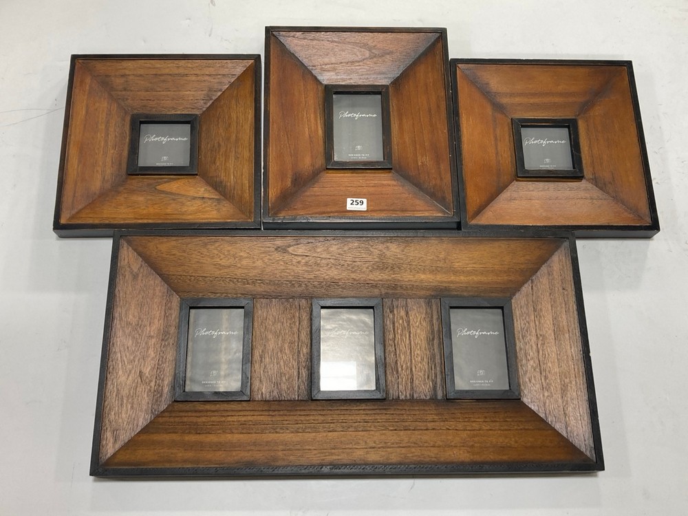 4 X ASSORTED PHOTOFRAMES TO INCLUDE 3 X WIDE FRAME 10 X 15 CM IN NATURAL