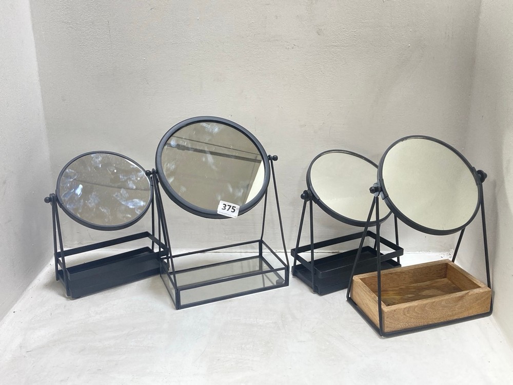 4 X ROUND MIRROR WITH STORAGE STAND IN BLACK - SMALL(COLLECTION ONLY)