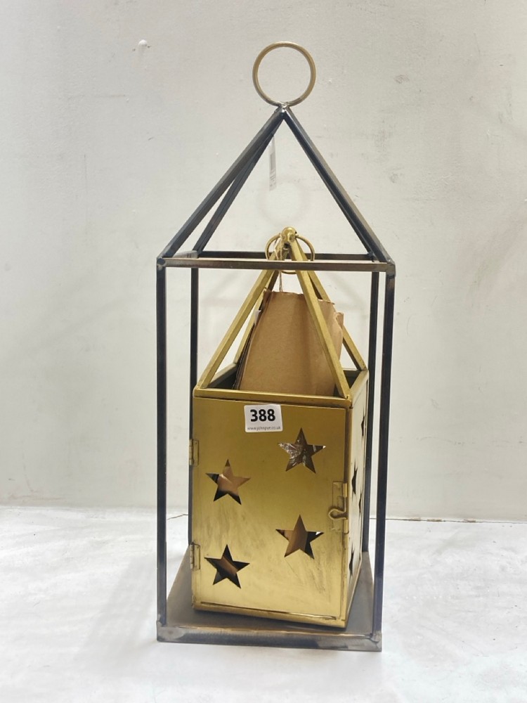 BRASS CANDLE HOLDER WITH STARS CUT-OUT TO INCLUDE BRASS CANDLE HOLDER