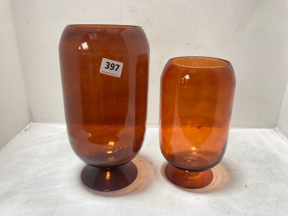 SET OF 2 FLYNN VASE IN AMBER (1 X MEDIUM / 1 X LARGE) (COLLECTION ONLY)