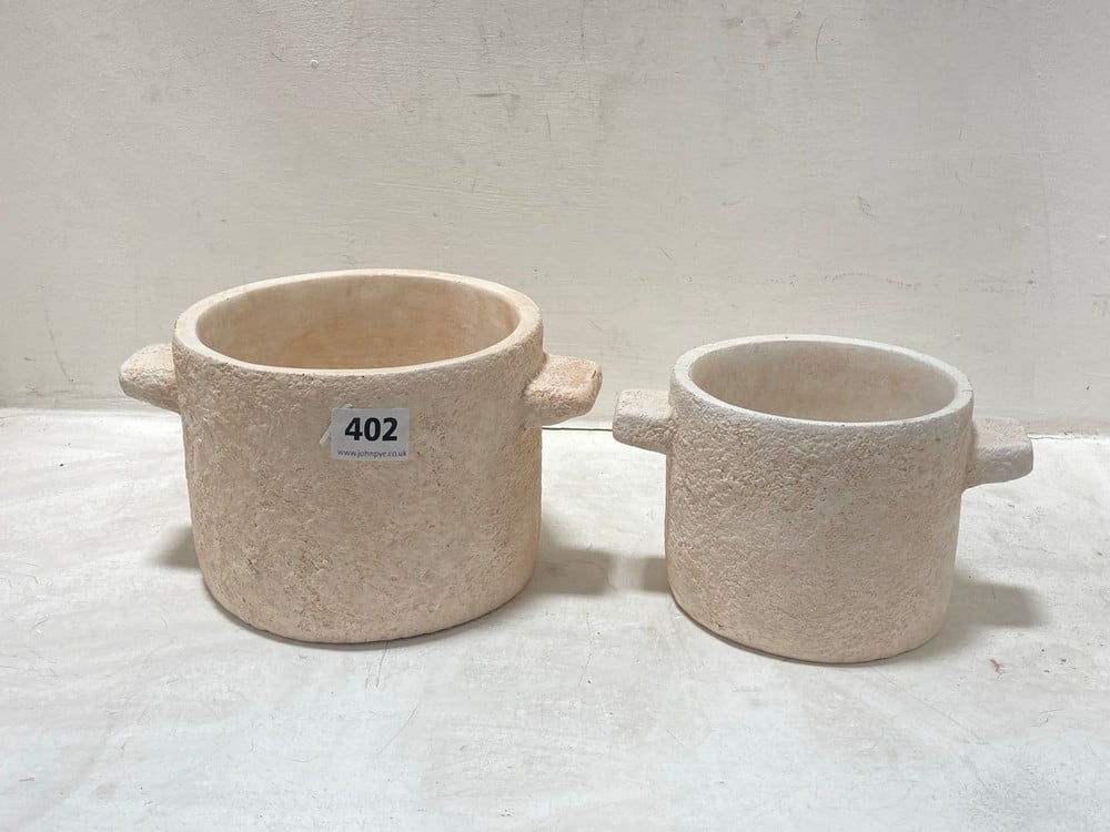 SET OF 2 ORANGE / CREAM PLANT POTS (COLLCTION ONLY)