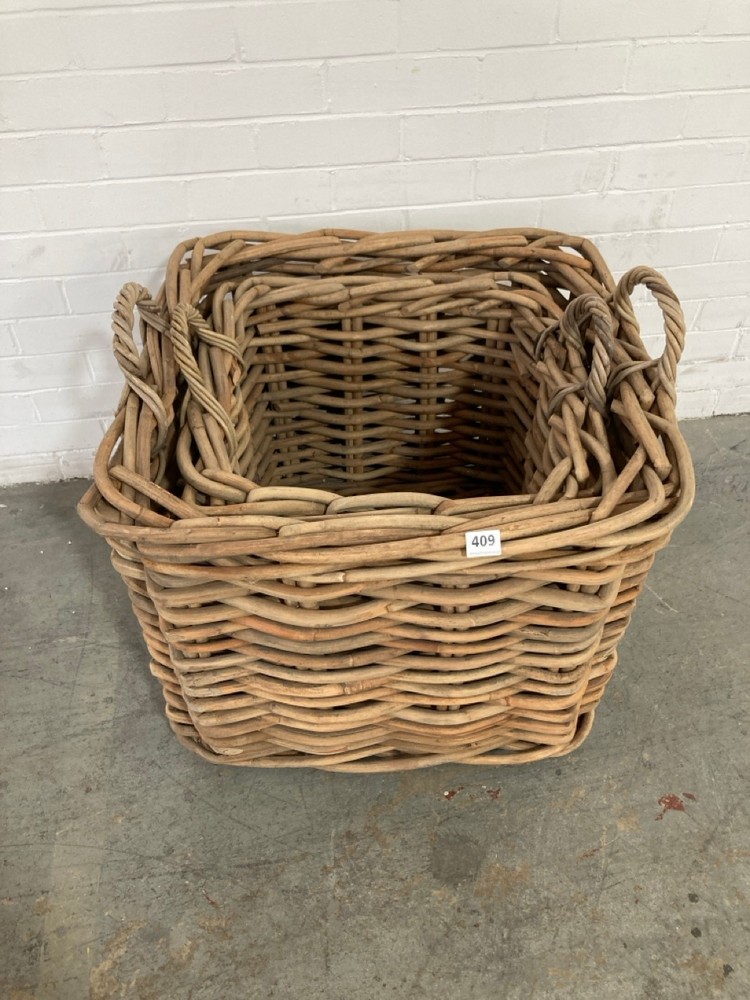 SET OF 3 WOVEN LARGE BASKETS IN NATUAL