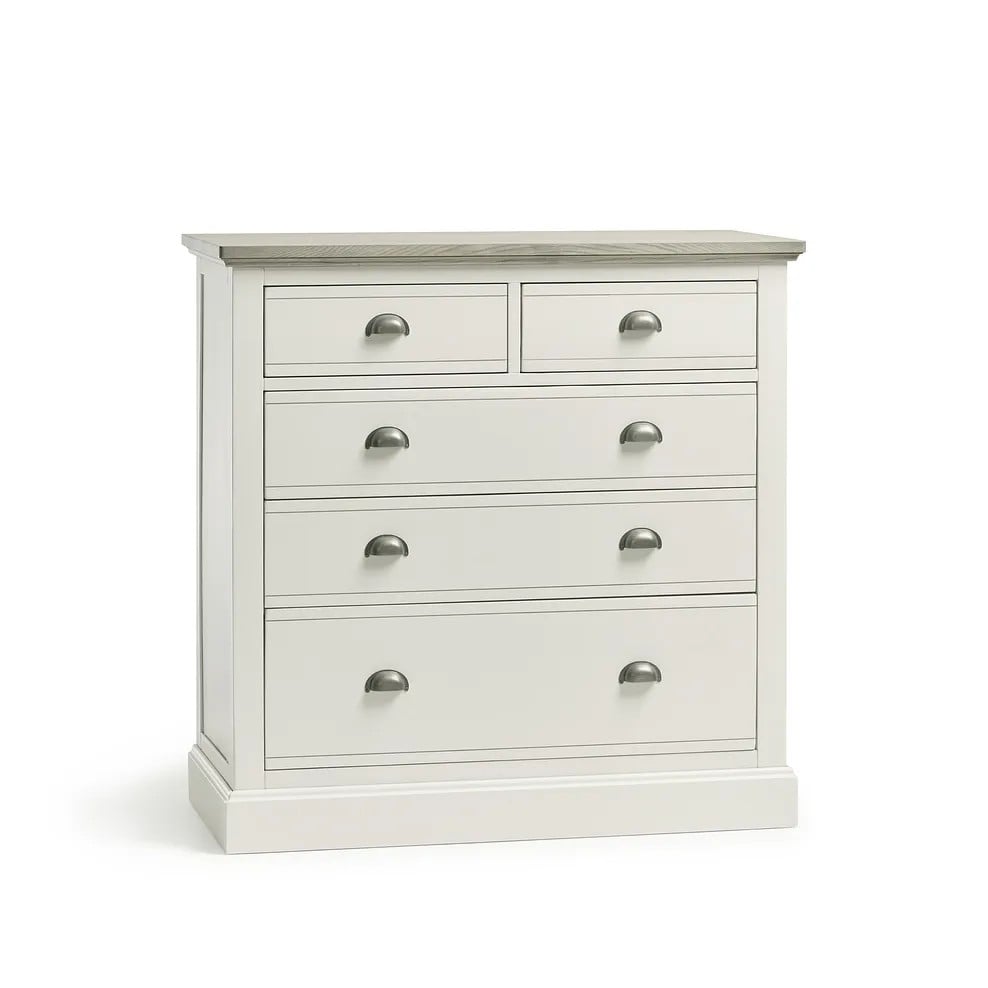 BROMPTON PAINTED ACACIA AND ASH TOP 5 DRAWER CHEST (2+3) - SOLID HARDWOOD - MODEL NO. BPT103 - RRP £629.99