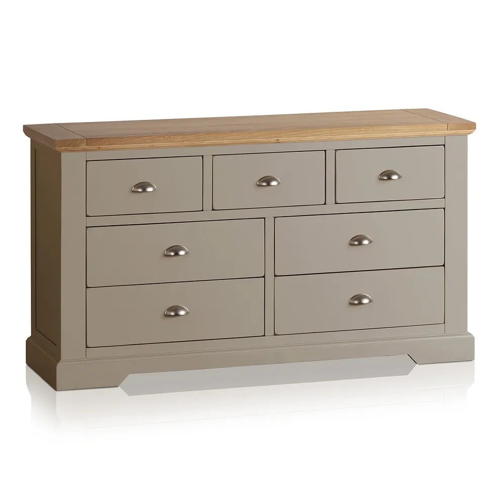 ST IVES NATURAL OAK AND LIGHT GREY PAINTED 3++4 DRAWER CHEST - MODEL NO. ALC006-GREY - RRP £649.99