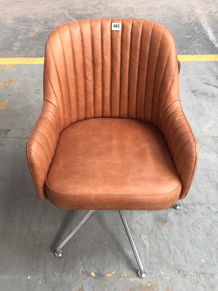 CURIE SWIVEL CHAIR VINTAGE BROWN LEATHER - SKU: 395987 RRP £875