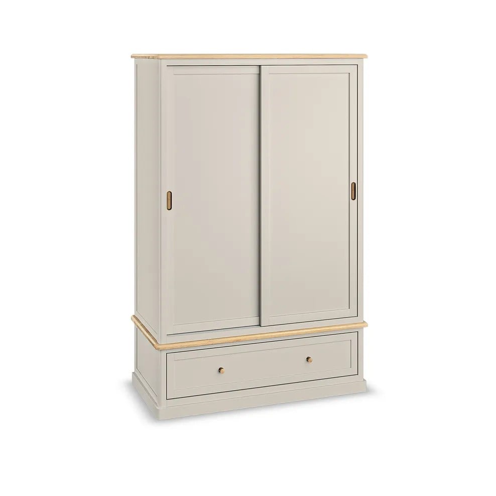 HENLEY NATURAL OAK AND STONE PAINTED HARDWOOD DOUBLE WARDROBE - MODEL NO. HNL101 - RRP £749.99