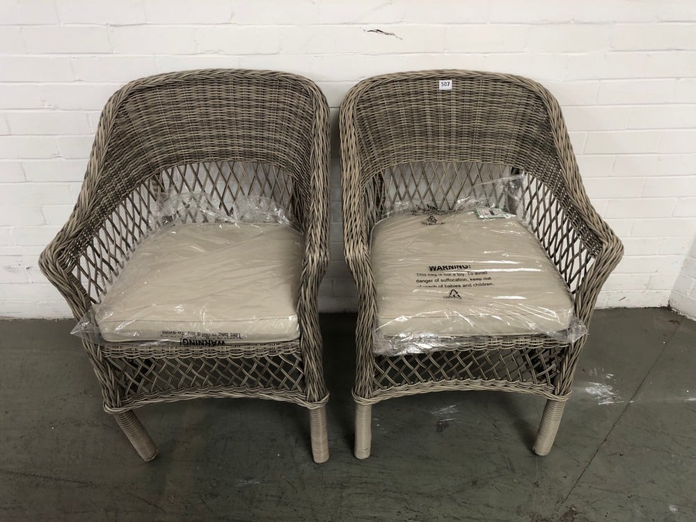 MENTON RATTAN DINING CHAIR IN GREY - SET OF 2