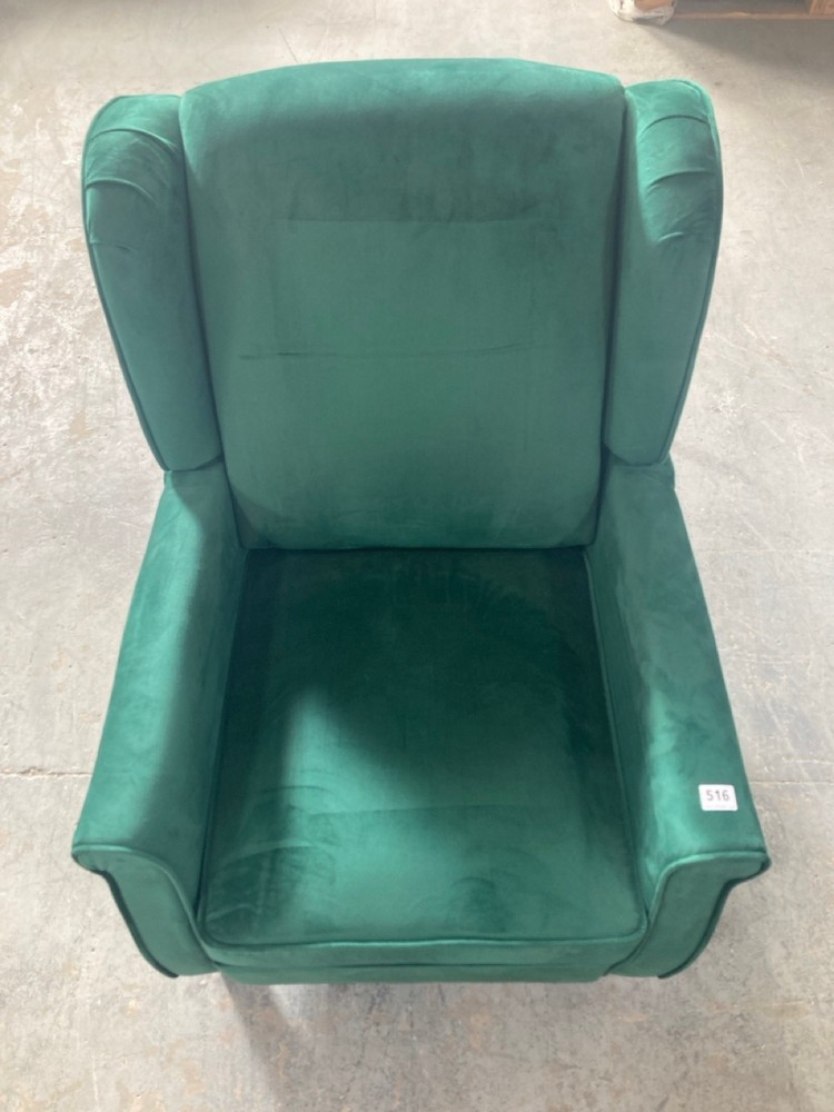 FURNITURE MAXI WINGBCK VELVET ARMCHAIR IN GREEN