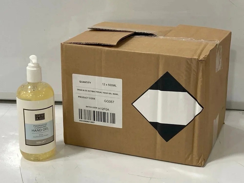 PALLET OF APPROX 85 X GRAB AND GO ANTIBACTERIAL HAND GEL SOLENT 12 X 500ML