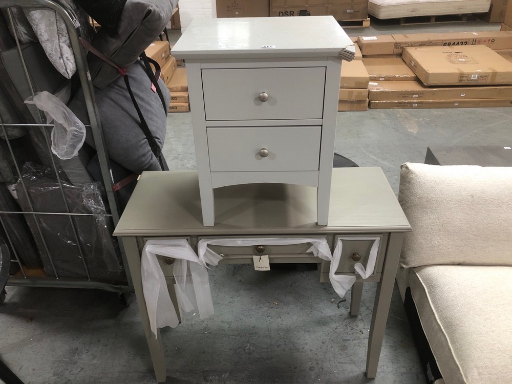 2-DRAWER BEDSIDE TABLE - GREY TO INCLUDE CONSOLE TABLE IN GREY