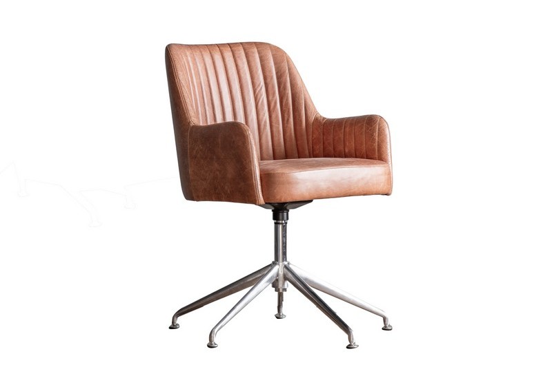 CURIE SWIVEL CHAIR VINTAGE BROWN LEATHER - SKU: 395987 RRP £875