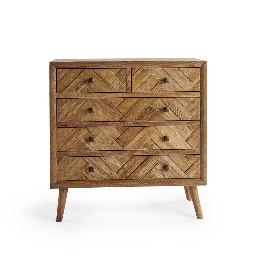 PARQUET BRUSHED AND GLAZED OAK 2+3 CHEST OF DRAWERS - MODEL NO. PQT019 - RRP £649.99