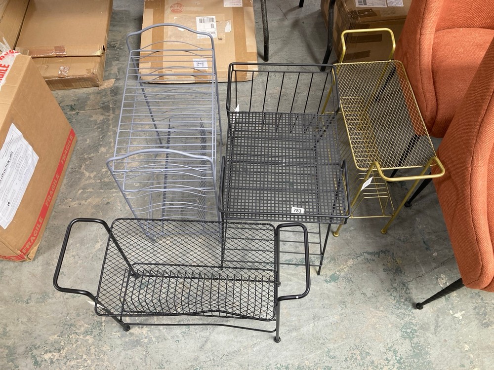 4 X ASSORTED METAL SHELVING TO INCLUDE HANNAH VINYL STORAGE RACK IN BLACK