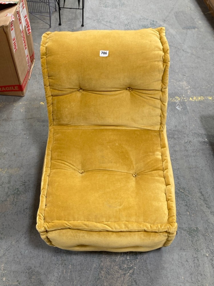 REEMA VELVET FLOOR CUSHION CHAIR IN MUSTARD