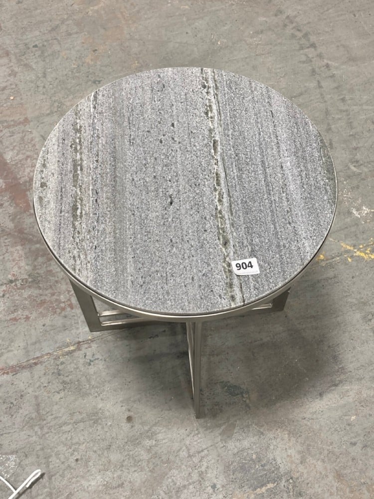 ROUND MARBLE EFFECT SIDE TABLE WITH METAL LEGS