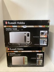 RUSSELL HOBBS FAMILY SIZE SILVER MICROWAVE MODEL NO.: RHM2362S TO INCLUDE RUSSELL HOBBS SCANDI MATT GREEN MICROWAVE - MODEL NO.: RHMM713MG-N