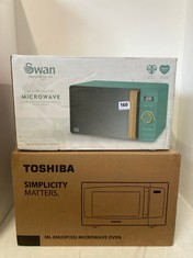 TOSHIBA MICROWAVE OVEN - MODEL NO.: ML-EM23P(SS) TO INCLUDE SWAN 20L DIGITAL MICROWAVE - 800W - GREEN