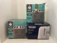 3 X ASSORTED TOASTERS TO INCLUDE DELONGHI BRILLANTE FOUR-SLICE TOASTER