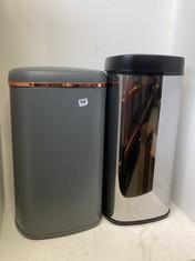 58L SQUARE SENSOR BIN - GREY AND ROSE GOLD TO INCLUDE 50L SQUARE SENSOR BIN - BLACK AND STAINLESS STEEL