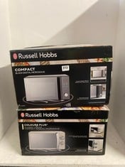 RUSSELL HOBBS COLOURS PLUS CREAM MICROWAVE MODEL NO.: RHMM701C-N TO INCLUDE RUSSELL HOBBS 20L BLACK MICROWAVE - MODEL NO.: RHM2076B