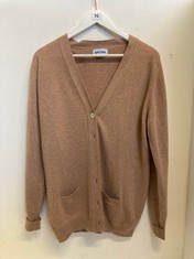 BRORA WOMEN'S PURE CASHMERE CARDIGAN - LIGHT BROWN - UK 14