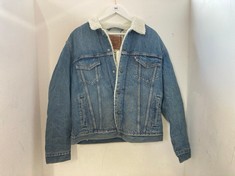 LEVI'S SHERPA DENIM TRUCKER JACKET - BLUE SIZE M