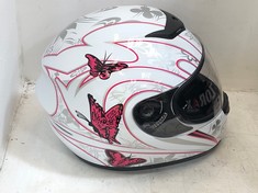 ZORAX HELMETS MOTORCYCLE HELMET PINK BUTTERFLY - SIZE L