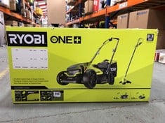 RYOBI 18V ONE+ CORDLESS LAWNMOWER AND GRASS TRIMMER KIT RLM1833BLT1825M - RRP £229