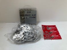 BOX OF ASSORTED CHAINS AND CHAIN CONNECTORS TO INCLUDE SRAM FORCE 114 LINK CHAIN