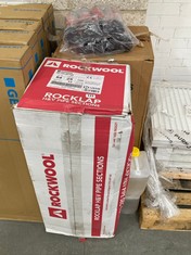 APPROX 5 X ASSORTED ITEMS TO INCLUDE ROCKWOOL H&V PIPE SECTION 54 X 25 X 1000MM - 12 IN A BOX (COLLECTION ONLY)