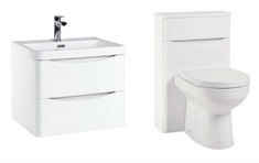 BELLA 600 WALL CABINET WHITE TO INCLUDE BELLA 600 BASIN WHITE TO INCLUDE BELLA 500 WC UNIT (NO TOILET JUST UNIT) - TOTAL LOT RRP £1,133.00 (KERBSIDE PALLET DELIVERY)