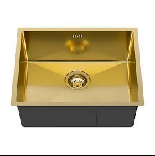 BRUSHED GOLD SINGLE BOWL INSET OR UNDERMOUNT SINK APPROX 540 X 440 X 205MM - TOTAL LOT RRP £390