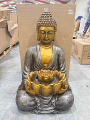 SERENITY LARGE GOLD EFFECT SITTING BUDDHA WATER FEATURE