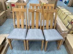 SET OF 6 WOODEN DINING CHAIR WITH GREY CUSHION