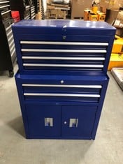 6 DRAWER COMBINATION TOOL CHEST AND CABINET SET IN BLUE - RRP £158 (KERBSIDE PALLET DELIVERY)