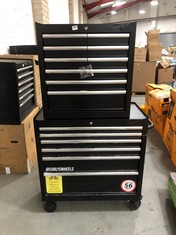 ADVANCED 36'' 6 DRAWER TOP TOOLS CHEST - ITEM CODE. 355486 TO INCLUDE 6 DRAWER MIDDLE TOOL CABINET IN BLACK (KERBSIDE PALLET DELIVERY)