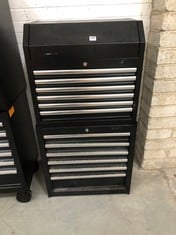 12 DRAWER COMBINATION TOOL CABINET AND TOP CHEST SET IN BLACK (KERBSIDE PALLET DELIVERY)