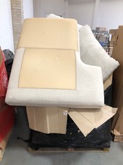 PALLET OF ASSORTED ITEMS TO INCLUDE BEIGE FABRIC SOFA CUSHIONS (PART) (KERBSIDE PALLET DELIVERY)