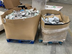 2 X PALLET OF ASSORTED ITEMS TO INCLUDE FM LONDON 50PK OG WHITE FACE MASKS (KERBSIDE PALLET DELIVERY)