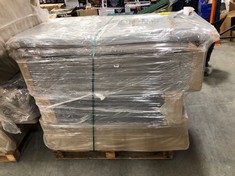 PALLET OF ASSORTED BED BASE TO INCLUDE APPROX 135CM BED BASE IN LIGHT GREY FABRIC (KERBSIDE PALLET DELIVERY)