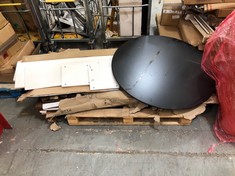 QTY OF ASSORTED FURNITURE PARTS TO INCLUDE ROUND DINING TABLE TOP (PART ONLY) (KERBSIDE PALLET DELIVERY)