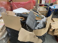 PALLET OF ASSORTED ITEMS TO INCLUDE 2 X DINING CHAIR IN DARK GREY WITH BLACK LEGS (KERBSIDE PALLET DELIVERY)