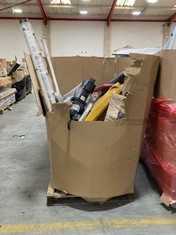 PALLET OF ASSORTED ITEMS TO INCLUDE 5 STEP LADDER IN STAINLESS STEEL (KERBSIDE PALLET DELIVERY)