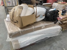 PALLET OF ASSORTED ITEMS TO INCLUDE APPROX 90CM MEMORY FOAM MATTRESS TOPPER (KERBSIDE PALLET DELIVERY)